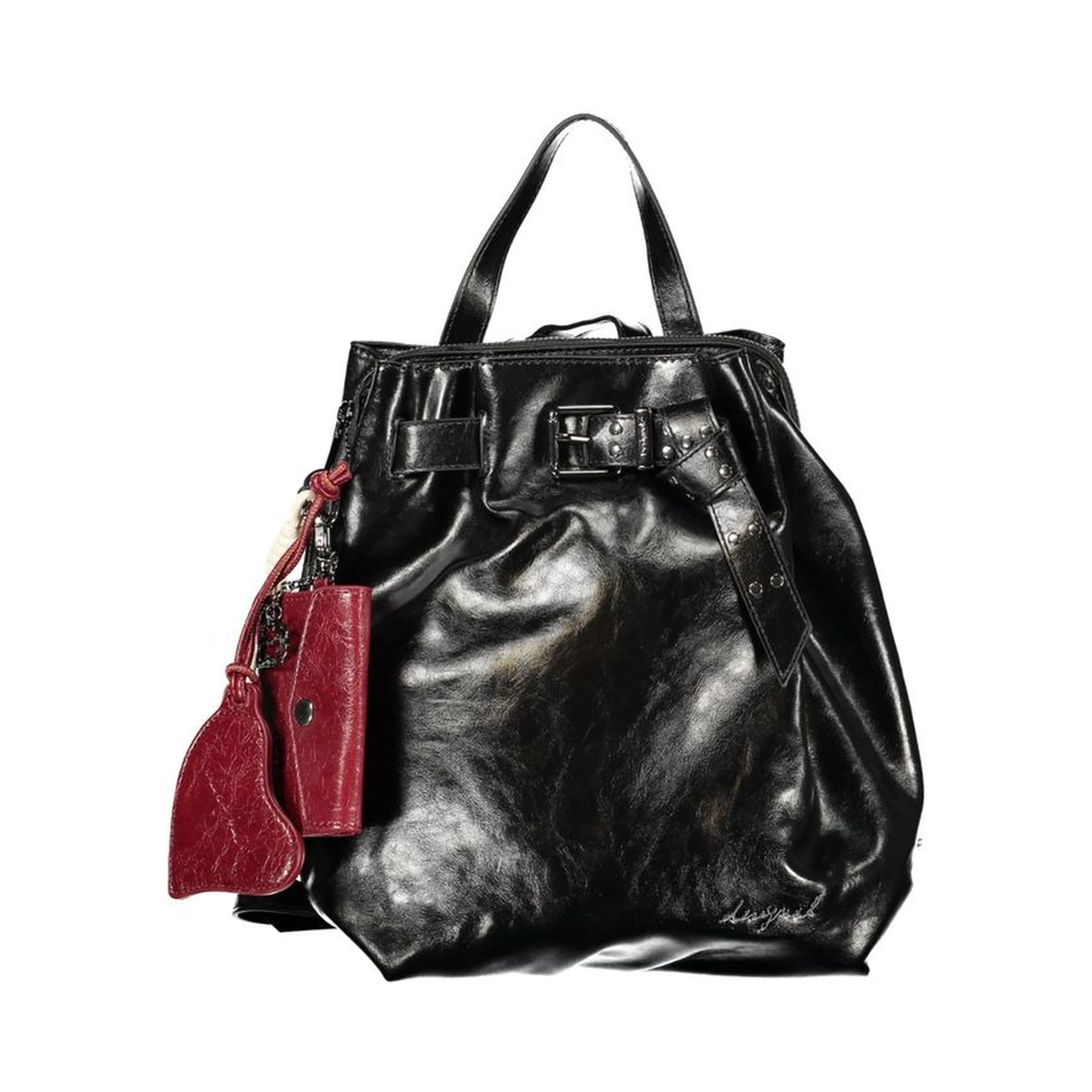 Black Polyurethane Women's Backpack for Sophisticated Style