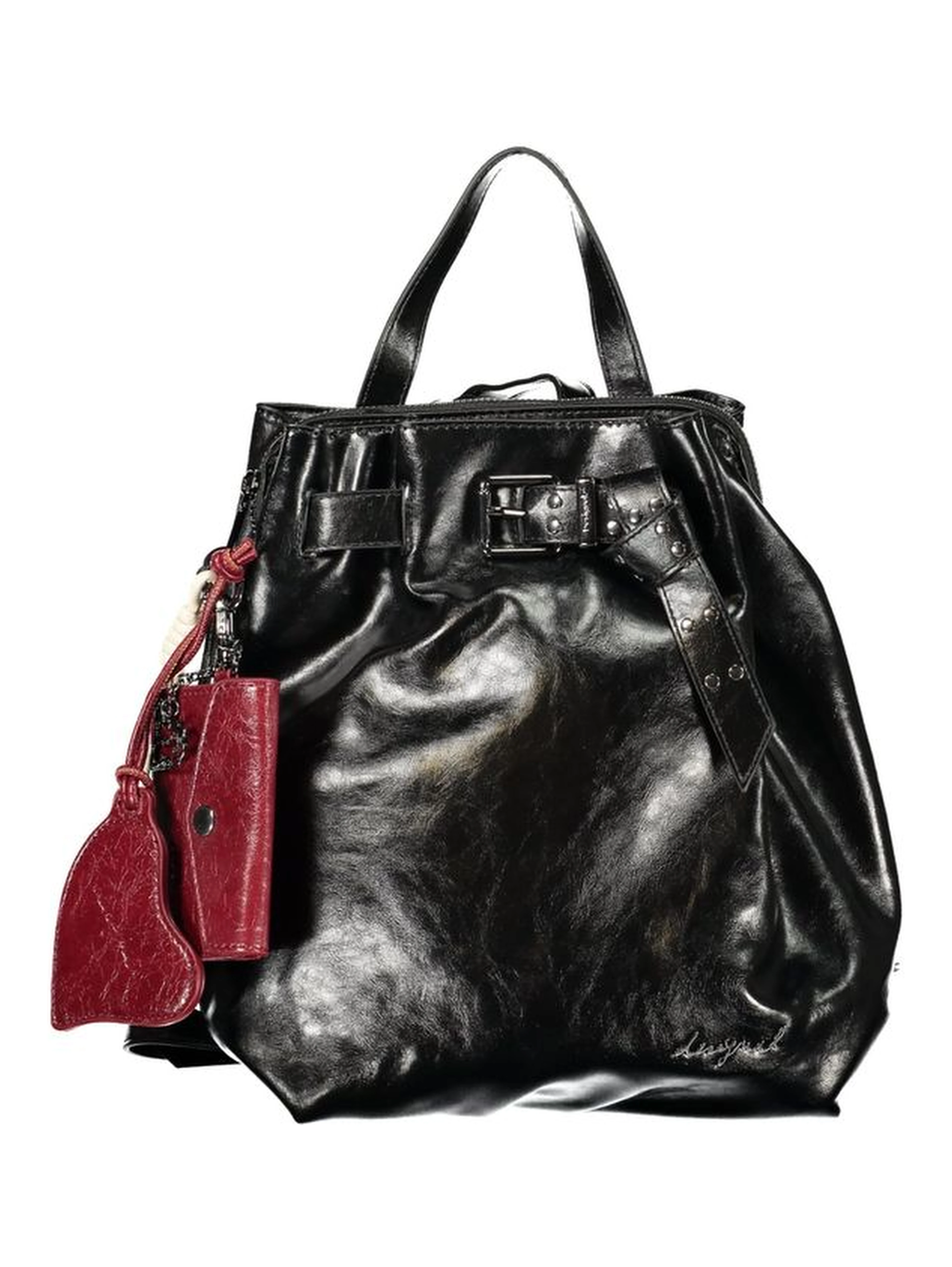 Black Polyurethane Women's Backpack for Sophisticated Style