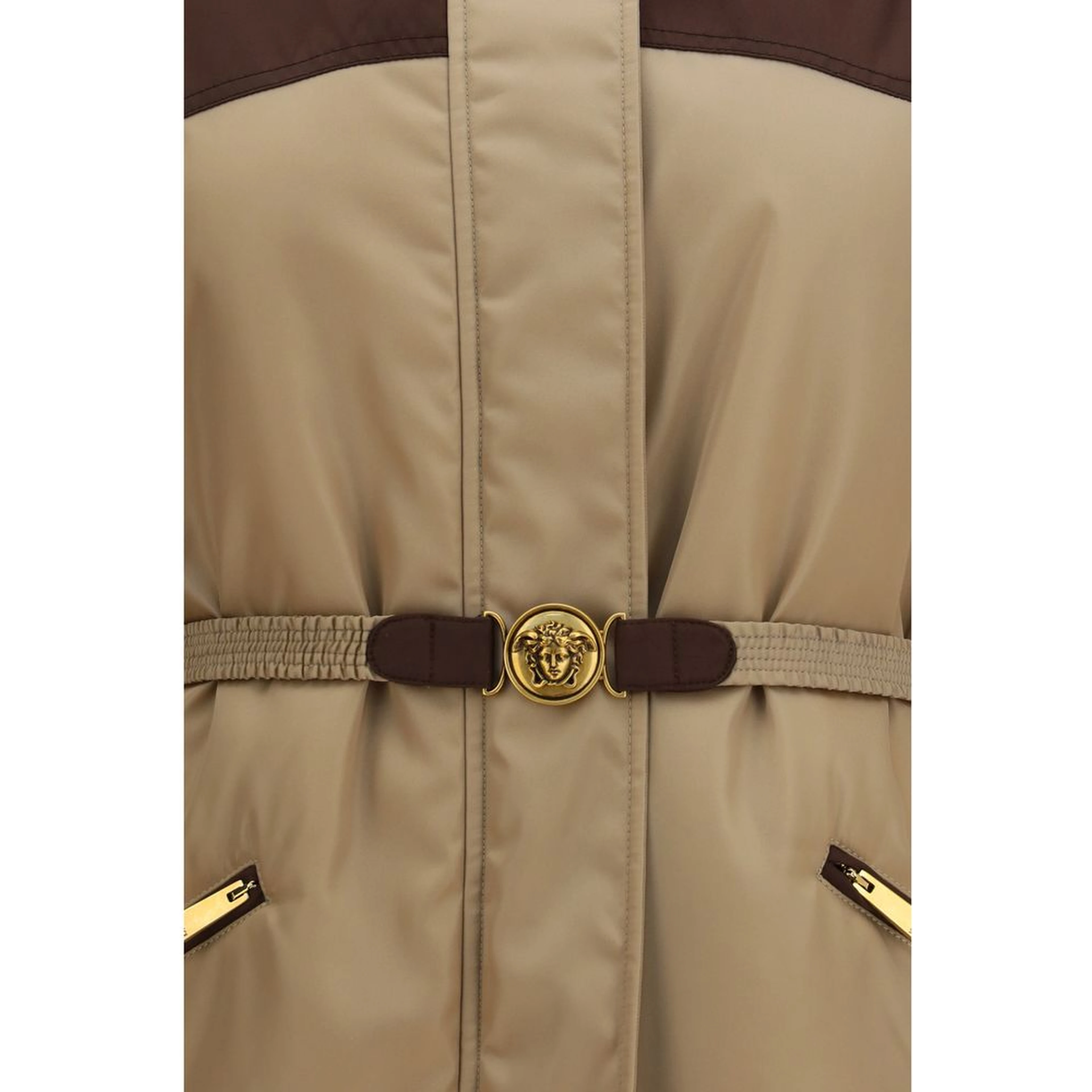 Beige Nylon Full-Length Jacket