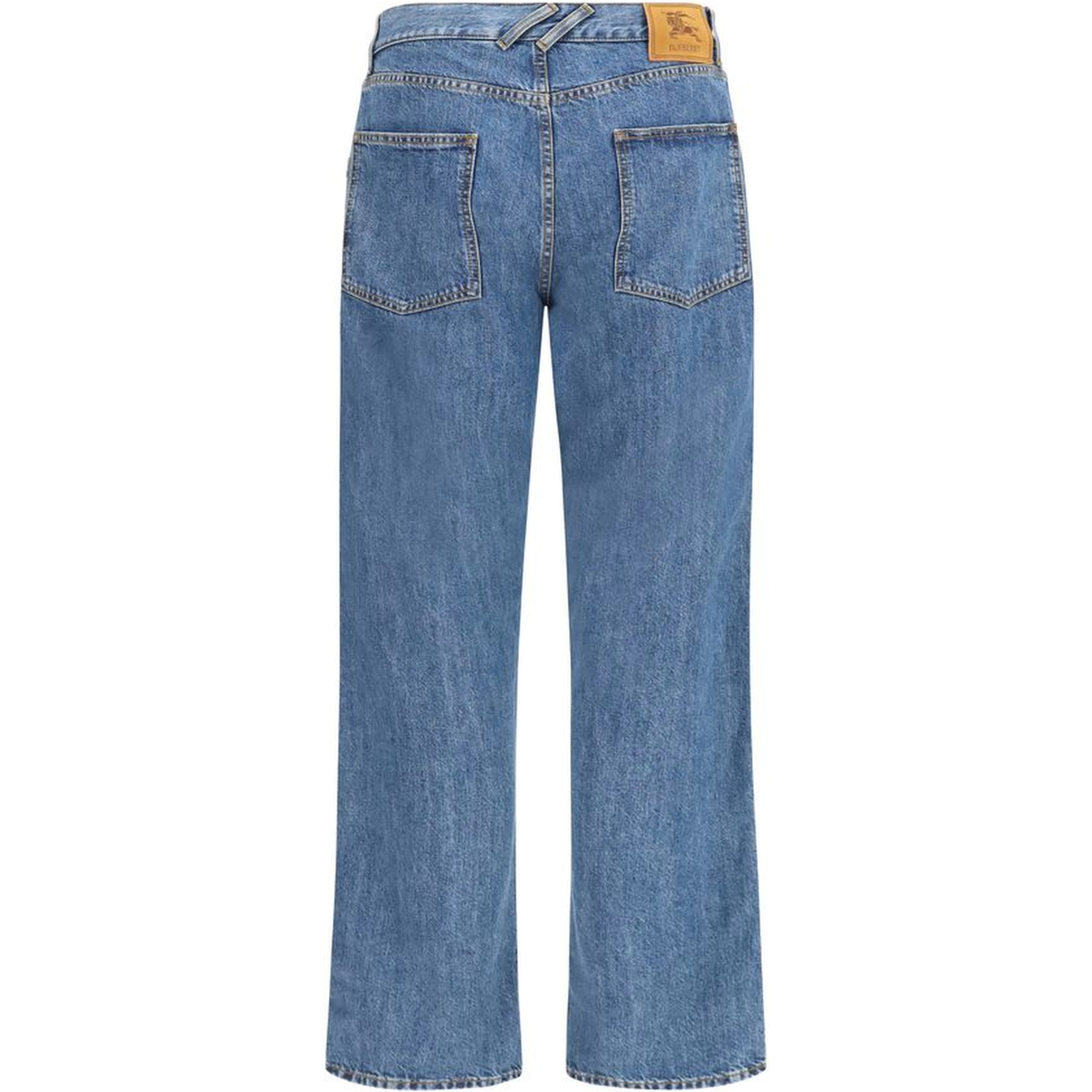 Blue Cotton Straight-Leg Jeans