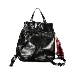 Black Polyurethane Women's Backpack for Sophisticated Style