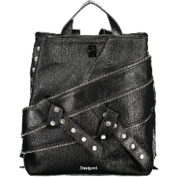 Black Polyurethane Women's Backpack