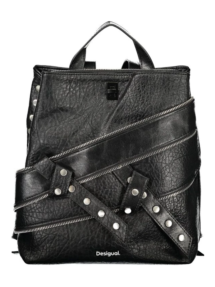 Black Polyurethane Women's Backpack