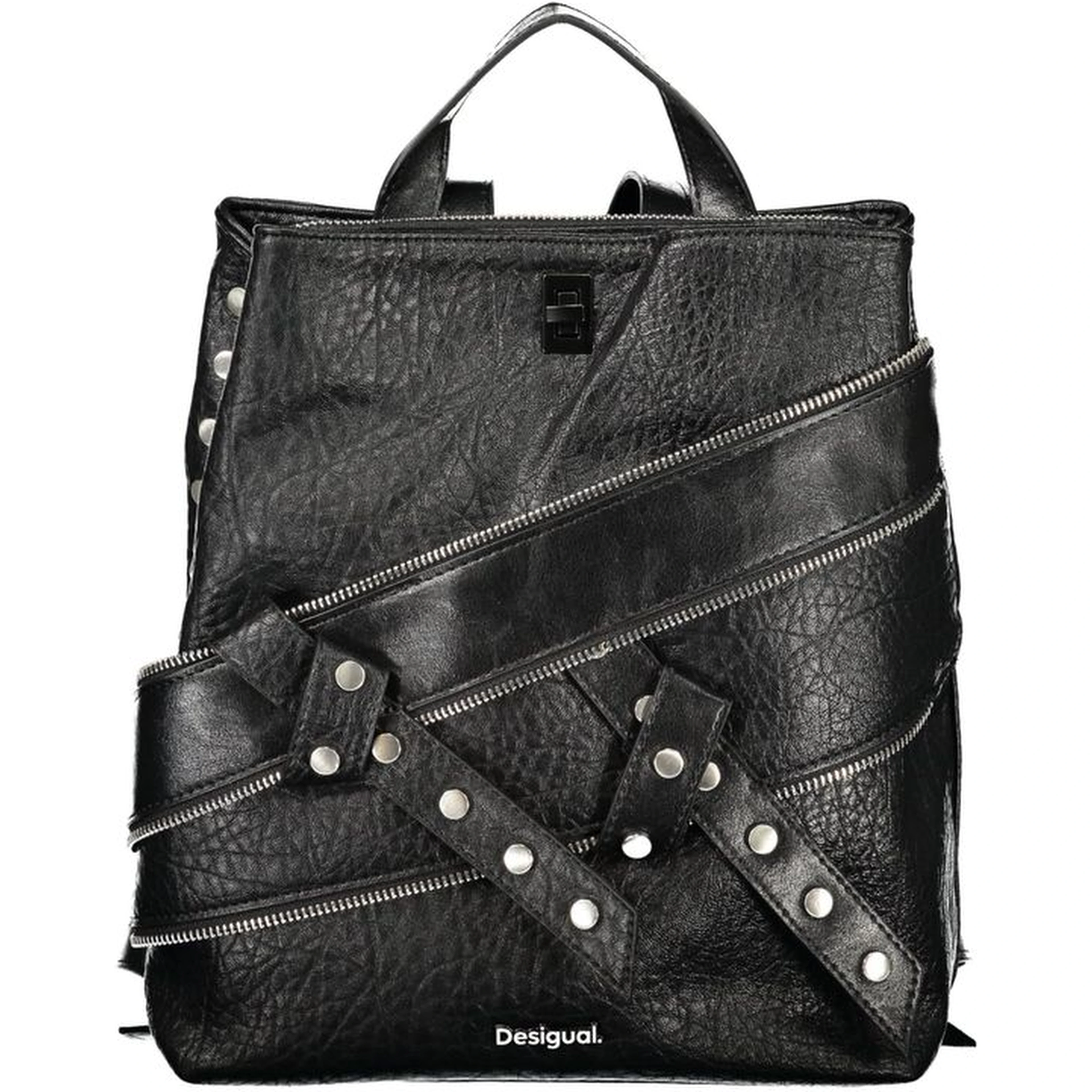 Black Polyurethane Women's Backpack