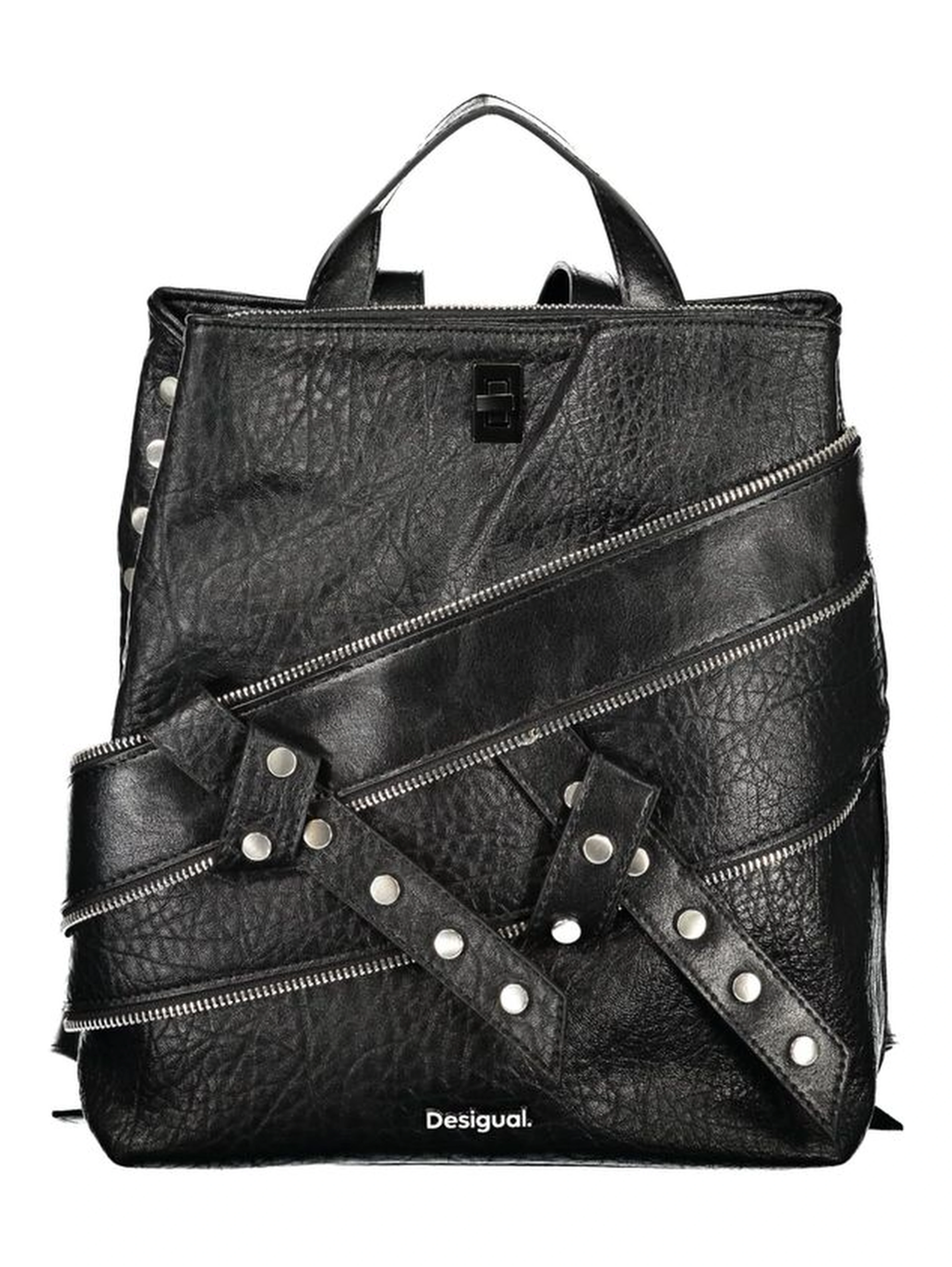 Black Polyurethane Women's Backpack