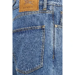 Blue Cotton Straight-Leg Jeans