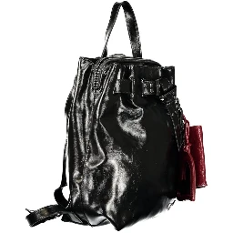 Black Polyurethane Women's Backpack for Sophisticated Style