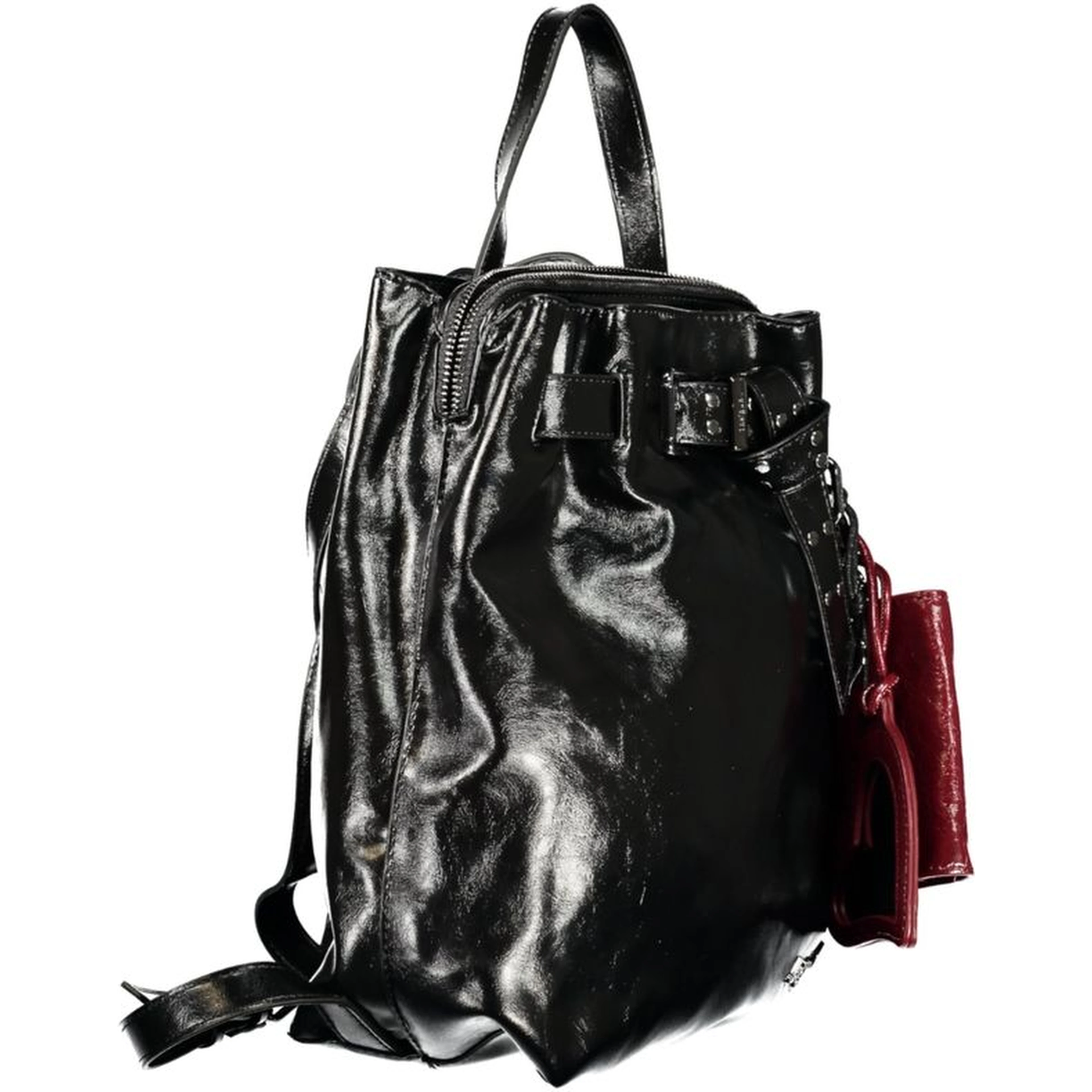 Black Polyurethane Women's Backpack for Sophisticated Style