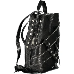 Black Polyurethane Women's Backpack
