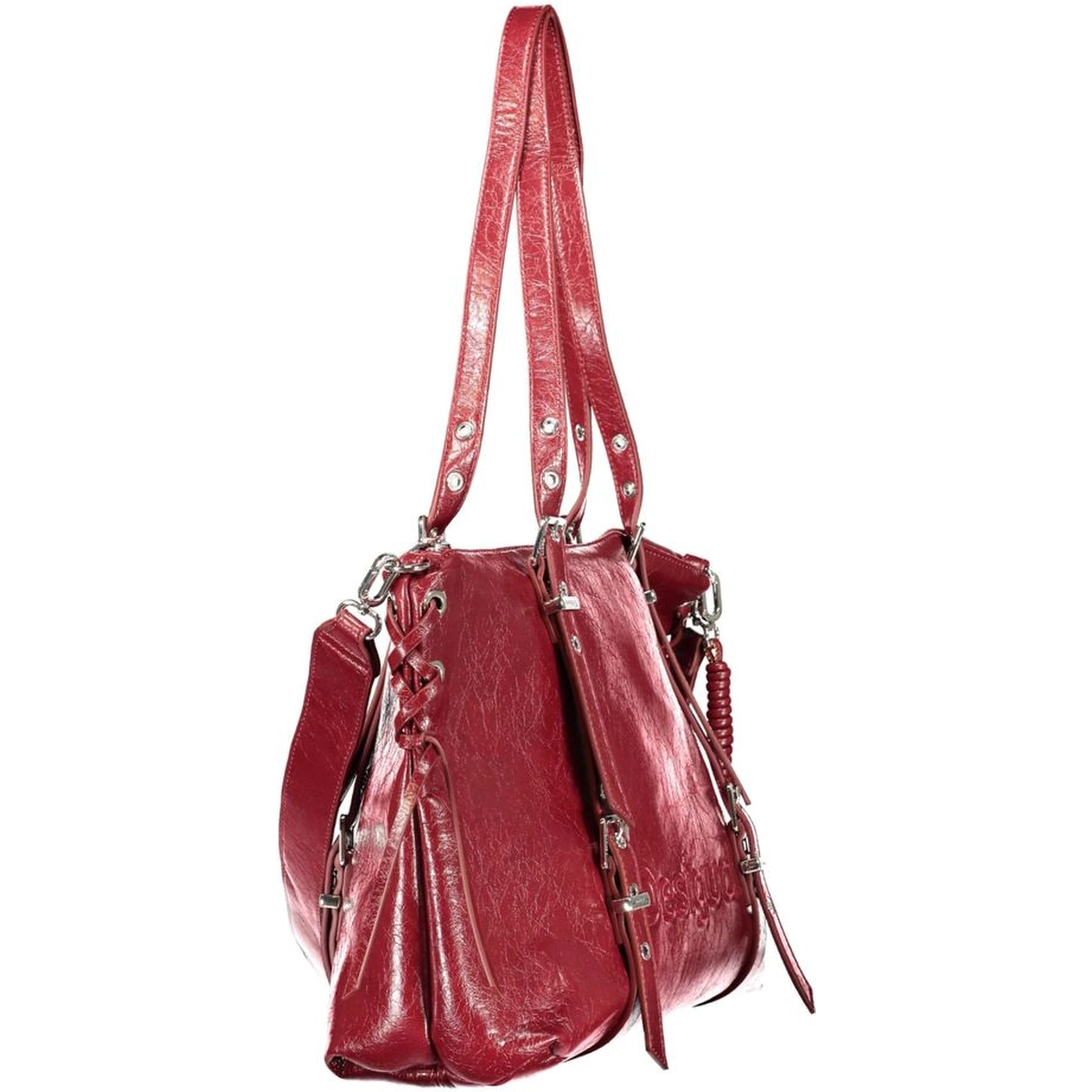 Rosso Polyurethane Women Bag with Adjustable and Removable Strap