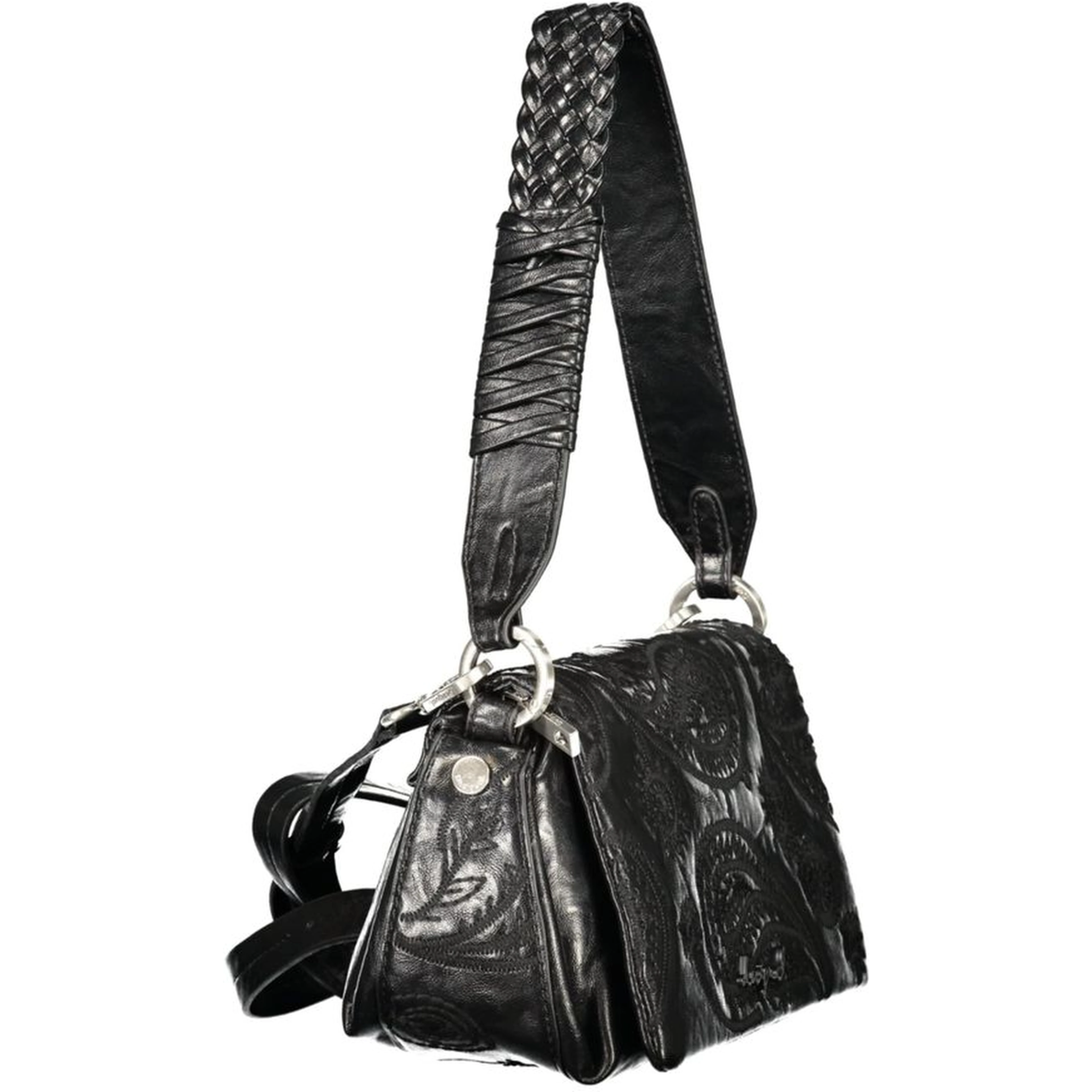 Black Polyurethane Women Bag