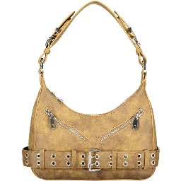Brown Polyurethane Women Bag