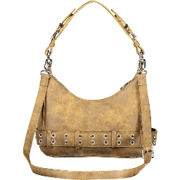 Brown Polyurethane Women Bag