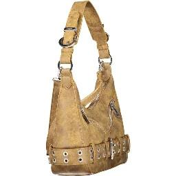 Brown Polyurethane Women Bag