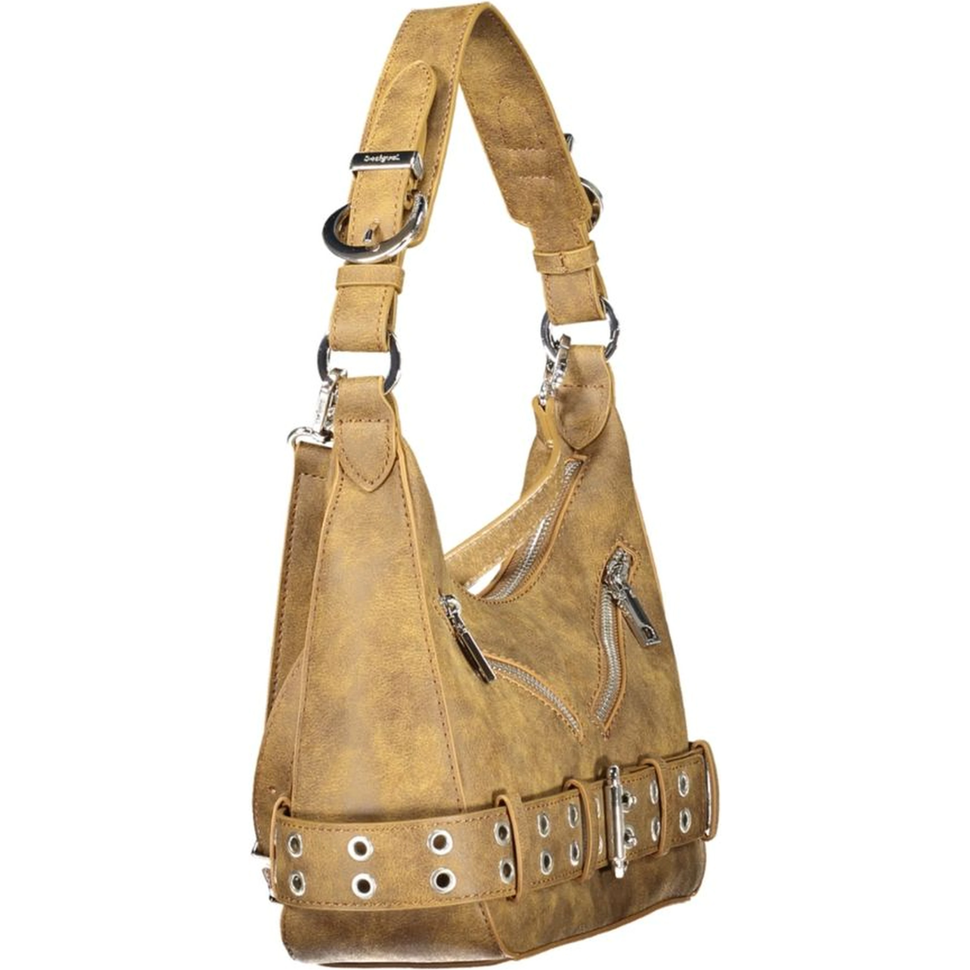 Brown Polyurethane Women Bag