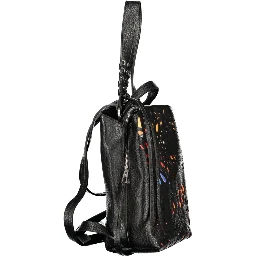 Black Polyurethane Women's Backpack