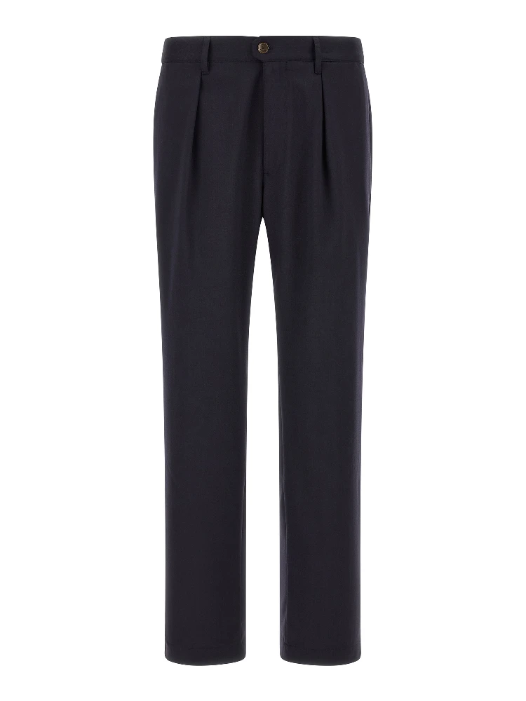 Blue Polyester Dress Pants