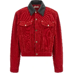 Red Cotton Full-Length Jacket