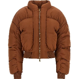 Brown Polyester Full-Length Jacket