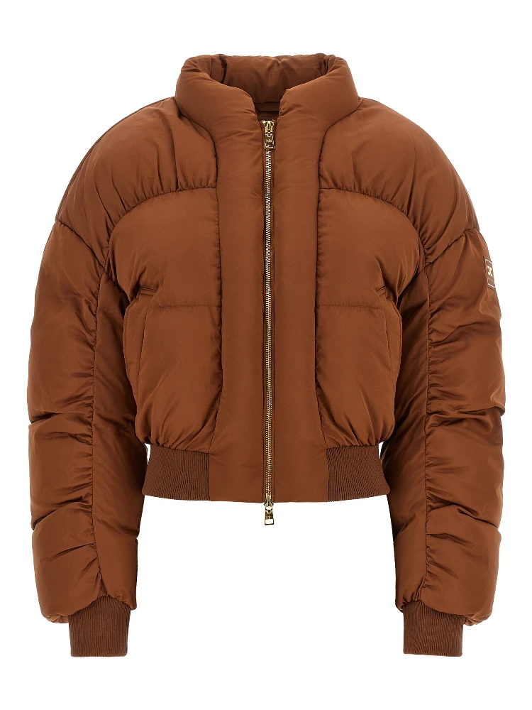 Brown Polyester Full-Length Jacket
