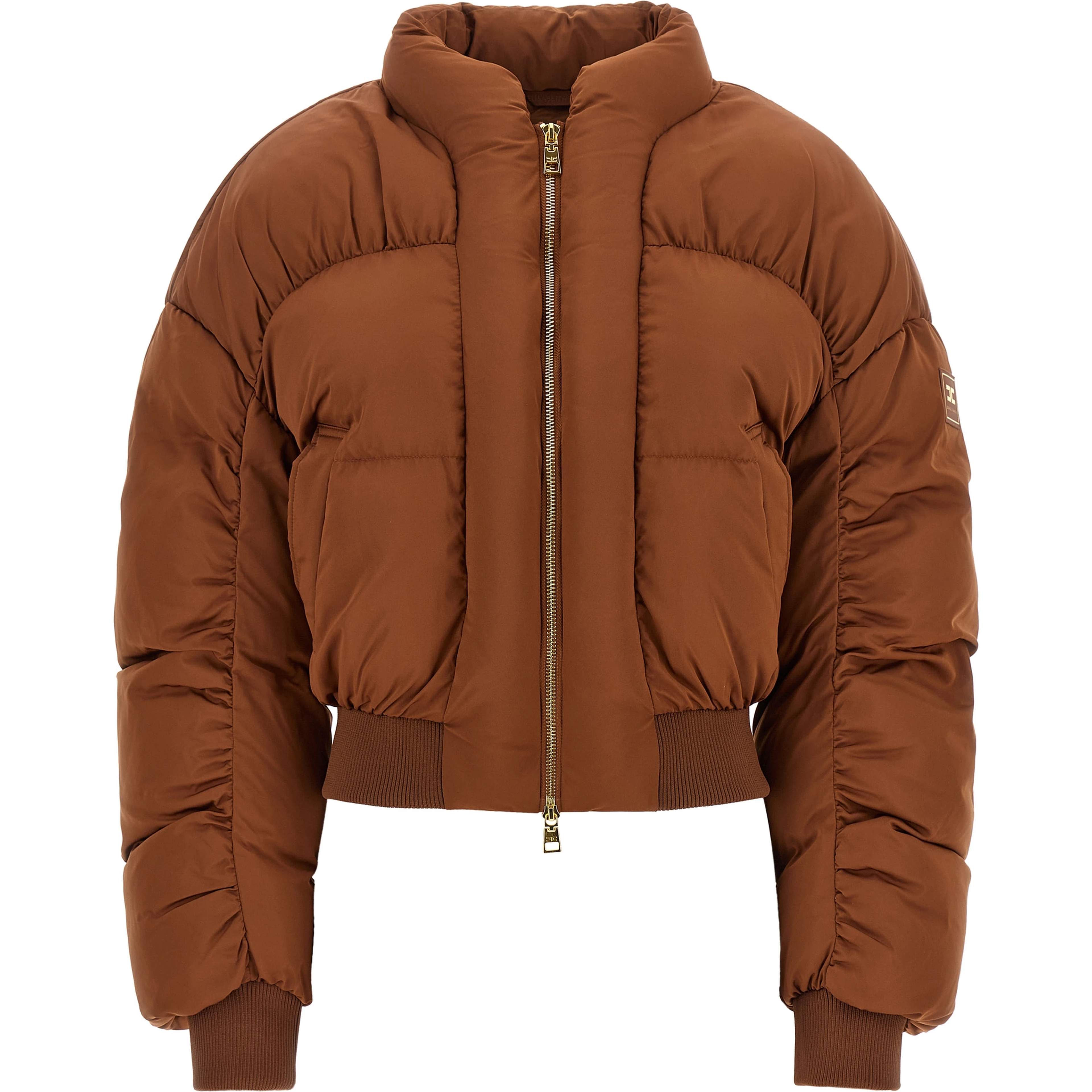 Brown Polyester Full-Length Jacket