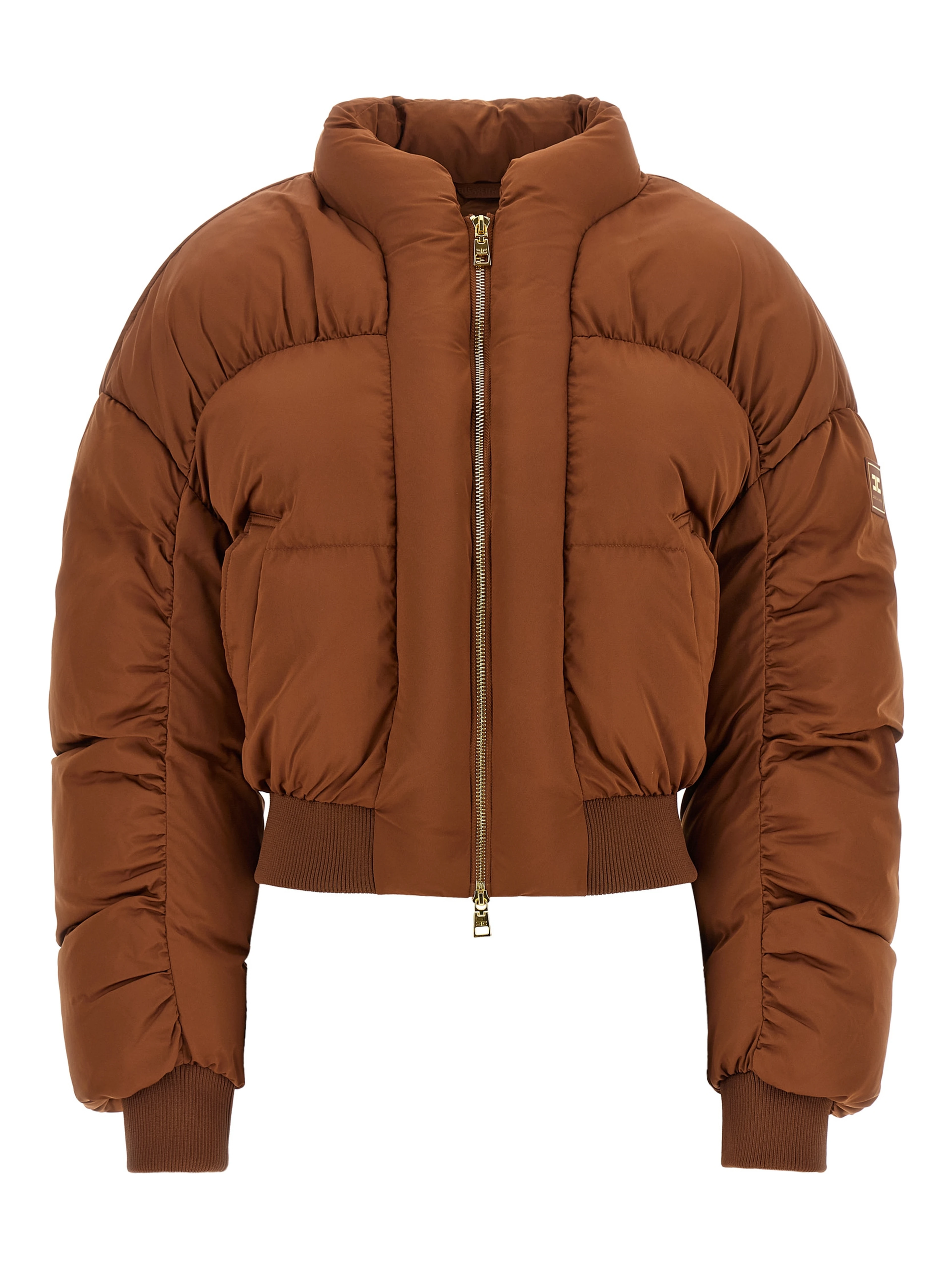 Brown Polyester Full-Length Jacket