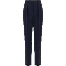 Blue Polyester Dress Pants