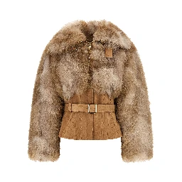 Brown Polyester Full-Length Jacket