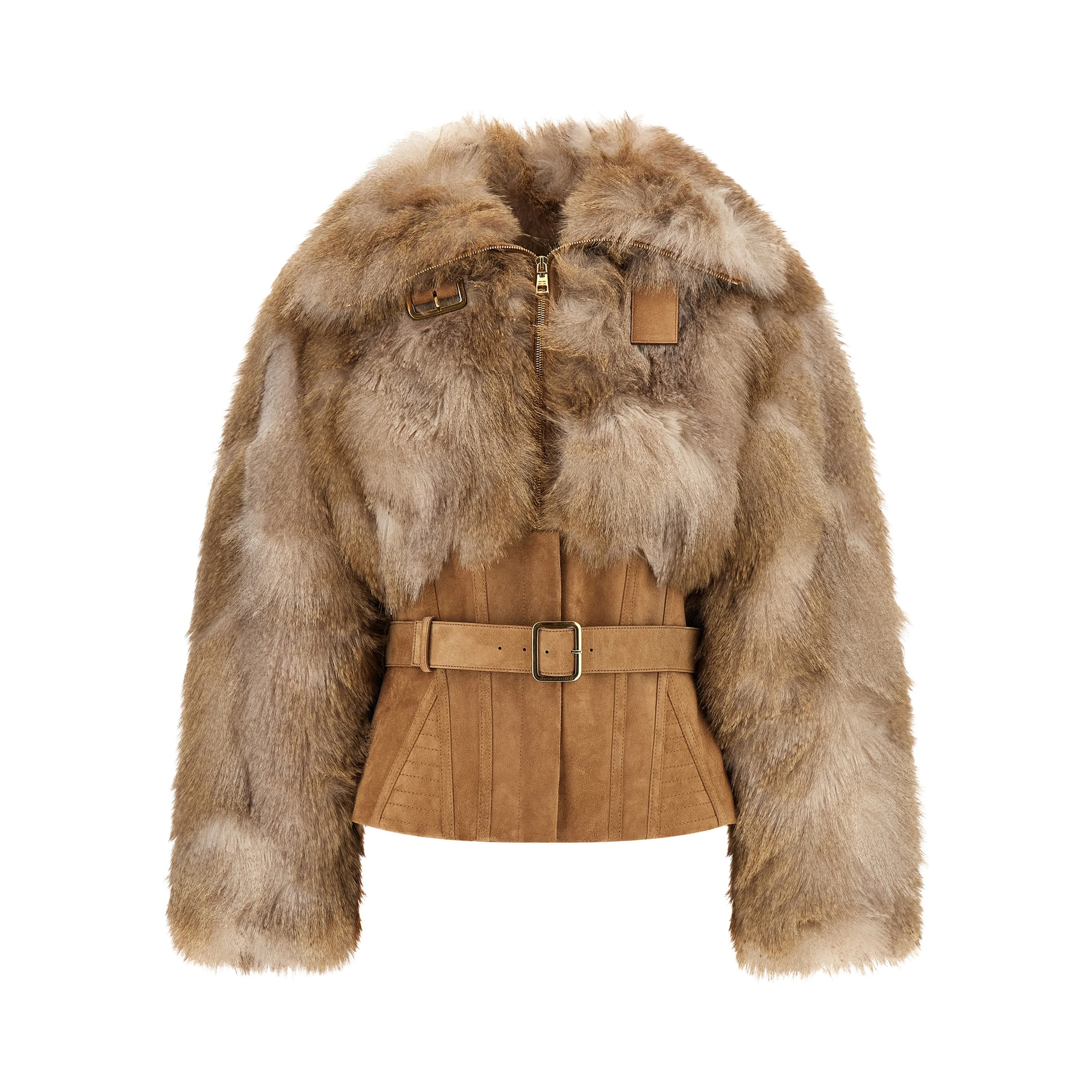 Brown Polyester Full-Length Jacket