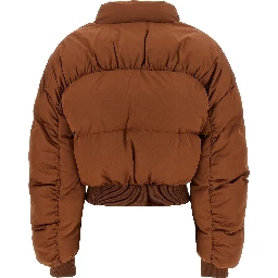 Brown Polyester Full-Length Jacket