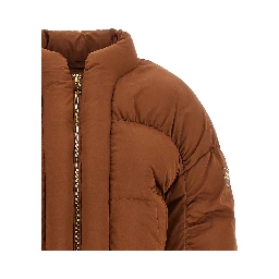 Brown Polyester Full-Length Jacket