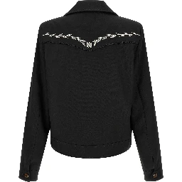 Black Polyester Full-Length Jacket