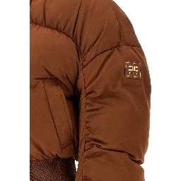 Brown Polyester Full-Length Jacket