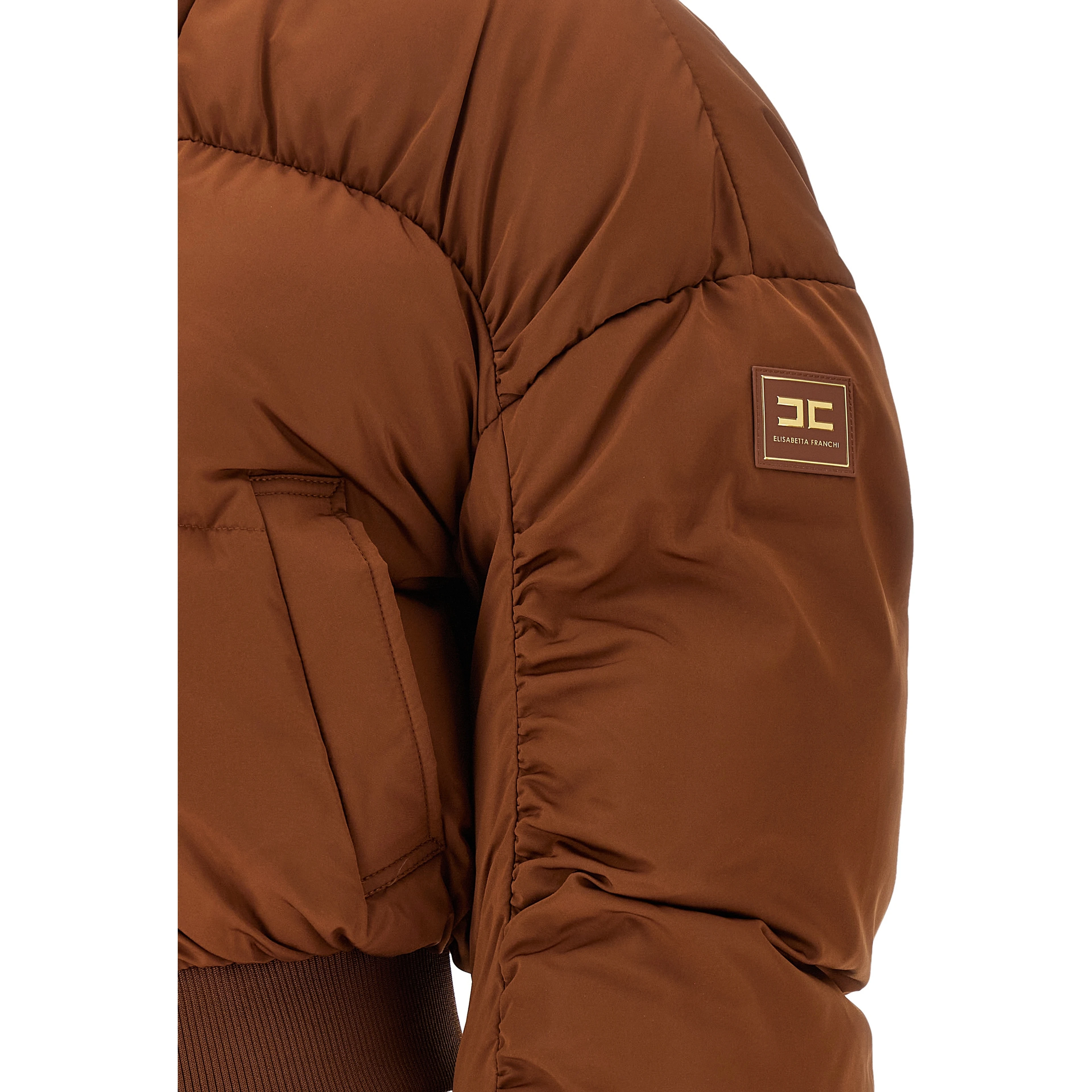 Brown Polyester Full-Length Jacket
