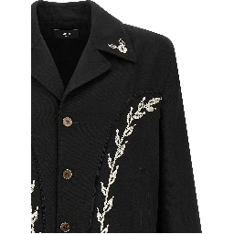Black Polyester Full-Length Jacket