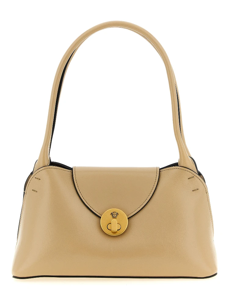 Beige Calfskin Shoulder Bag