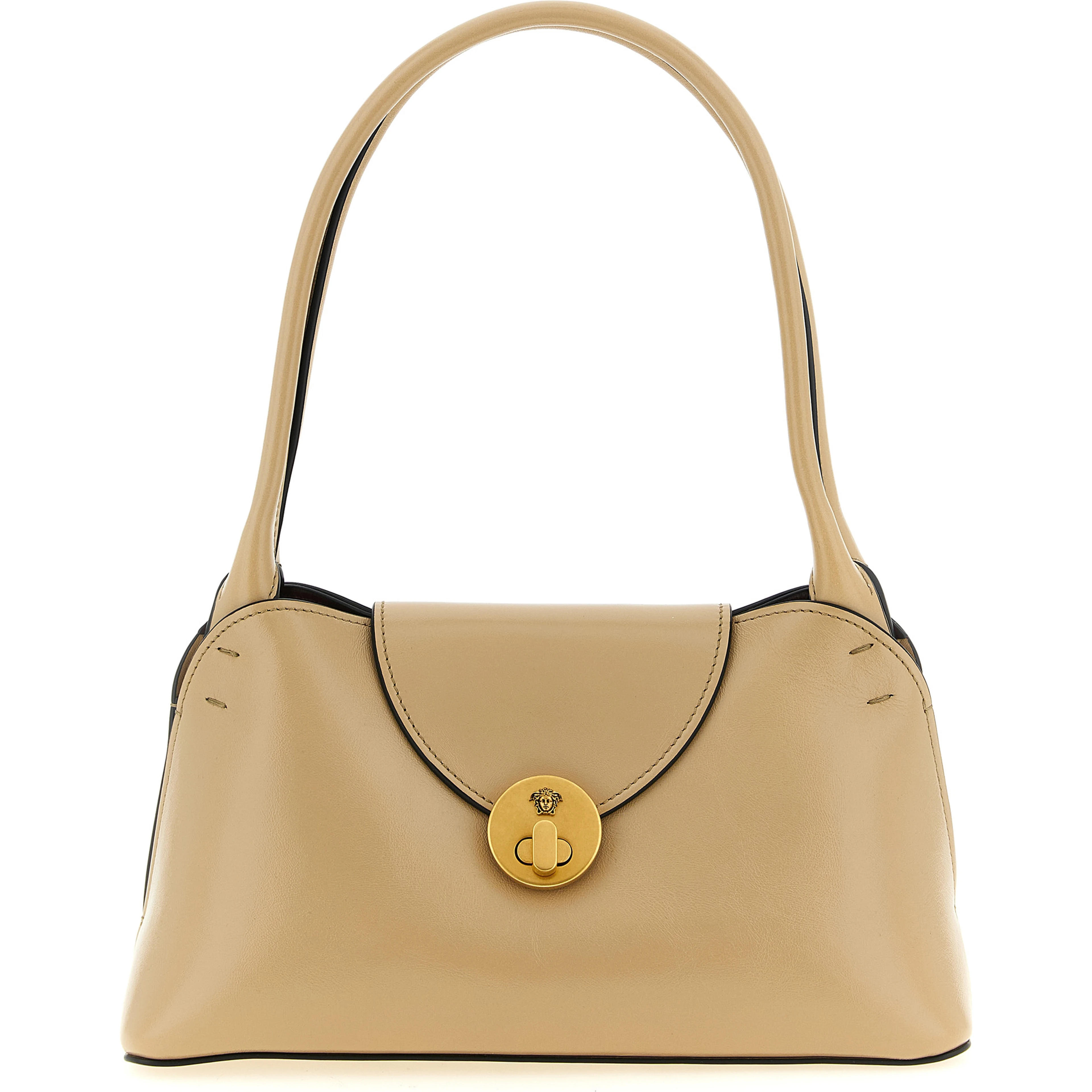 Beige Calfskin Shoulder Bag