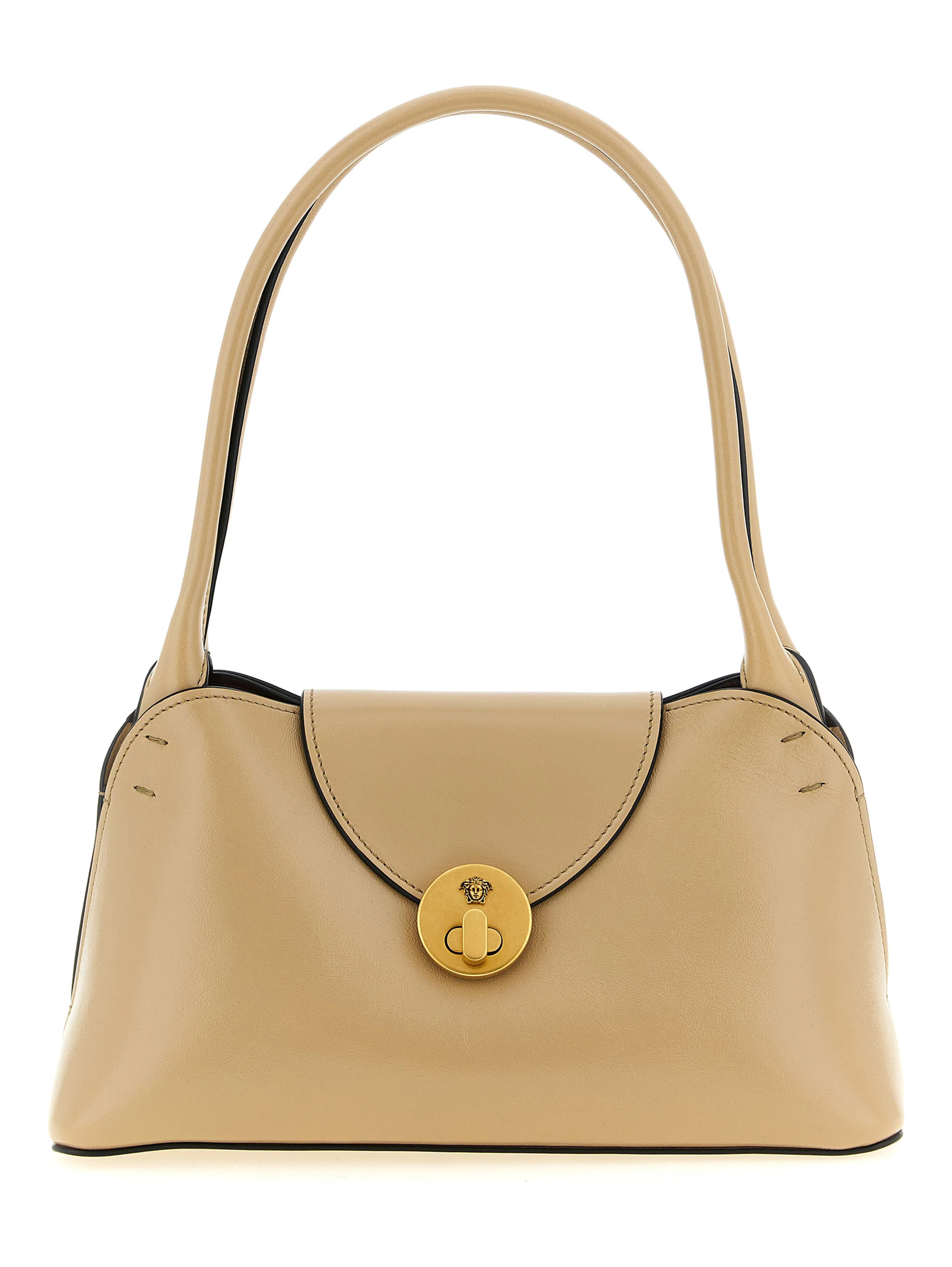 Beige Calfskin Shoulder Bag