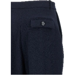 Blue Polyester Dress Pants