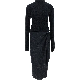 Blue Polyester Midi Dress