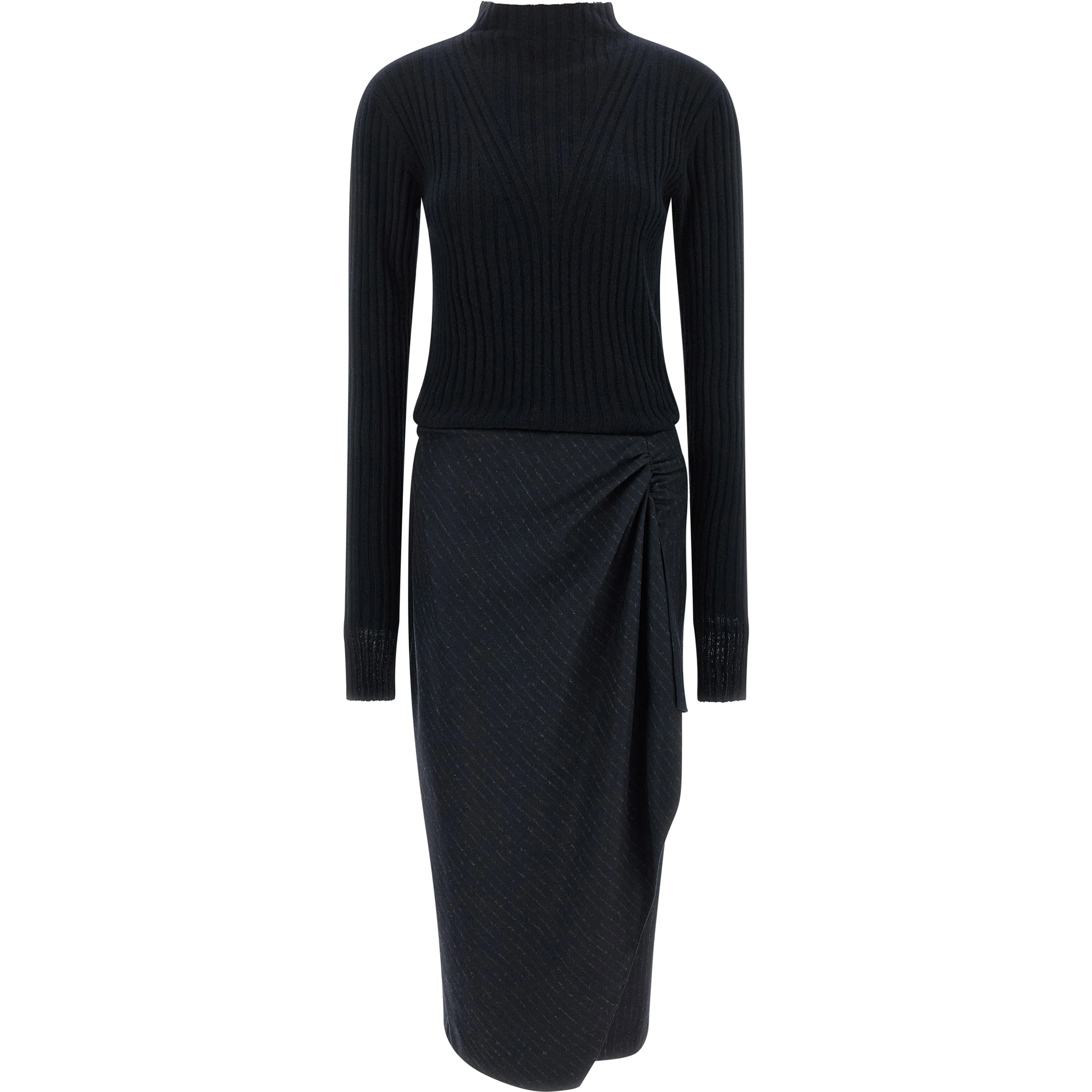 Blue Polyester Midi Dress