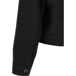 Black Polyester Full-Length Jacket