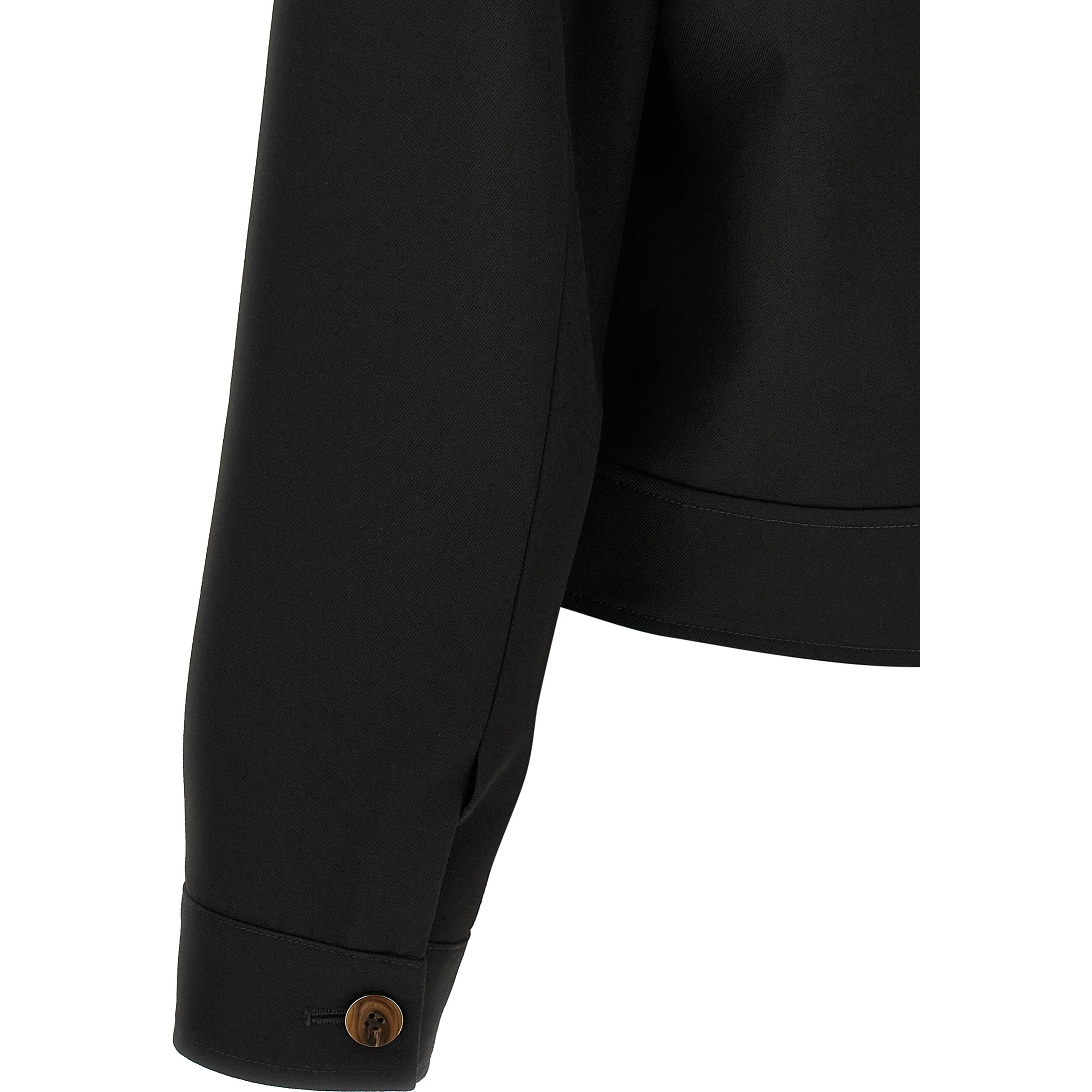Black Polyester Full-Length Jacket