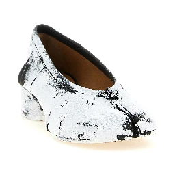 Bicolor Lambskin Mid Heel Pumps
