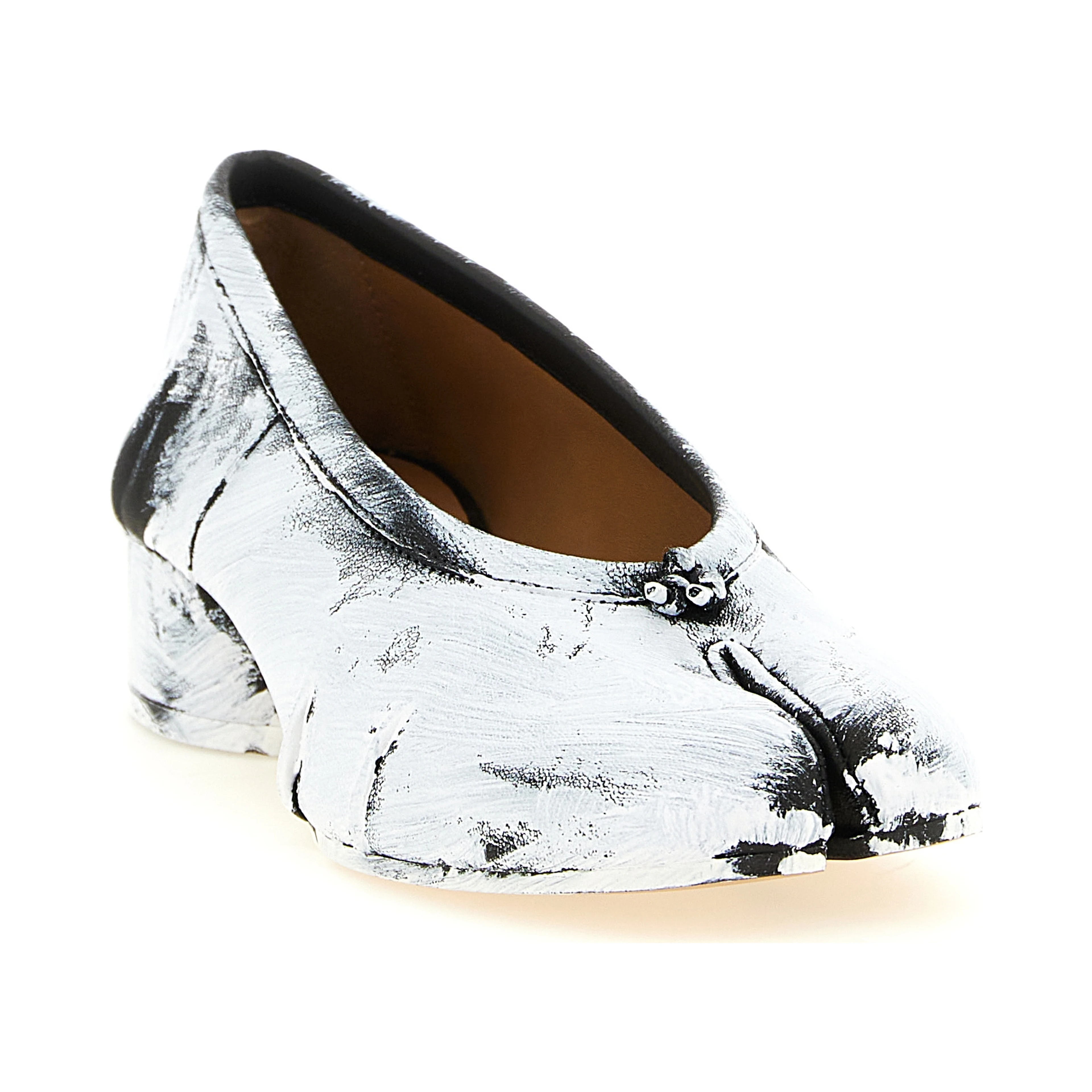 Bicolor Lambskin Mid Heel Pumps