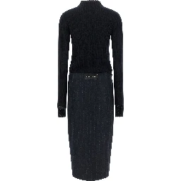 Blue Polyester Midi Dress