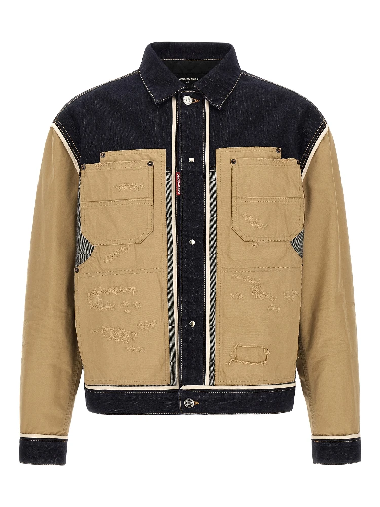 Beige Cotton Denim Jacket