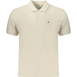 Beige Cotton Mens Polo Shirt
