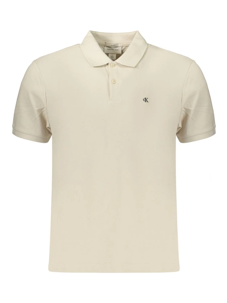 Beige Cotton Mens Polo Shirt