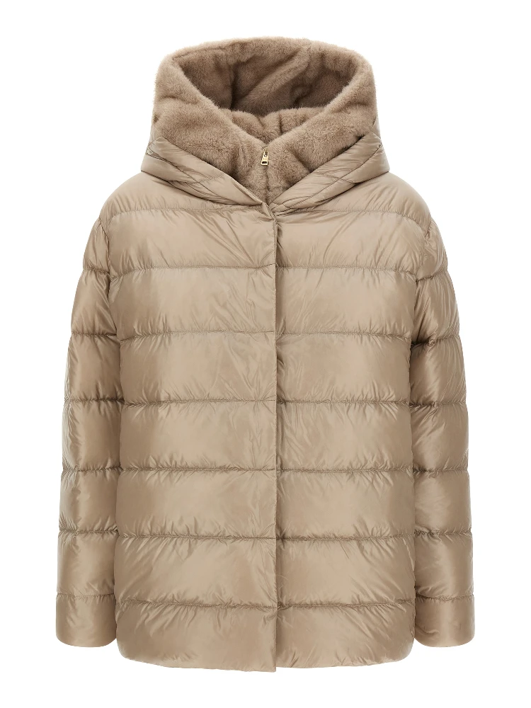 Beige Polyamide Full-Length Jacket